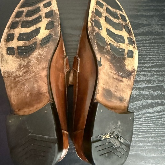 SALVATORE FERRAGAMO Brown Leather Gancini Buckle Monk Strap Men’s Loafers 9 - Picture 8 of 9